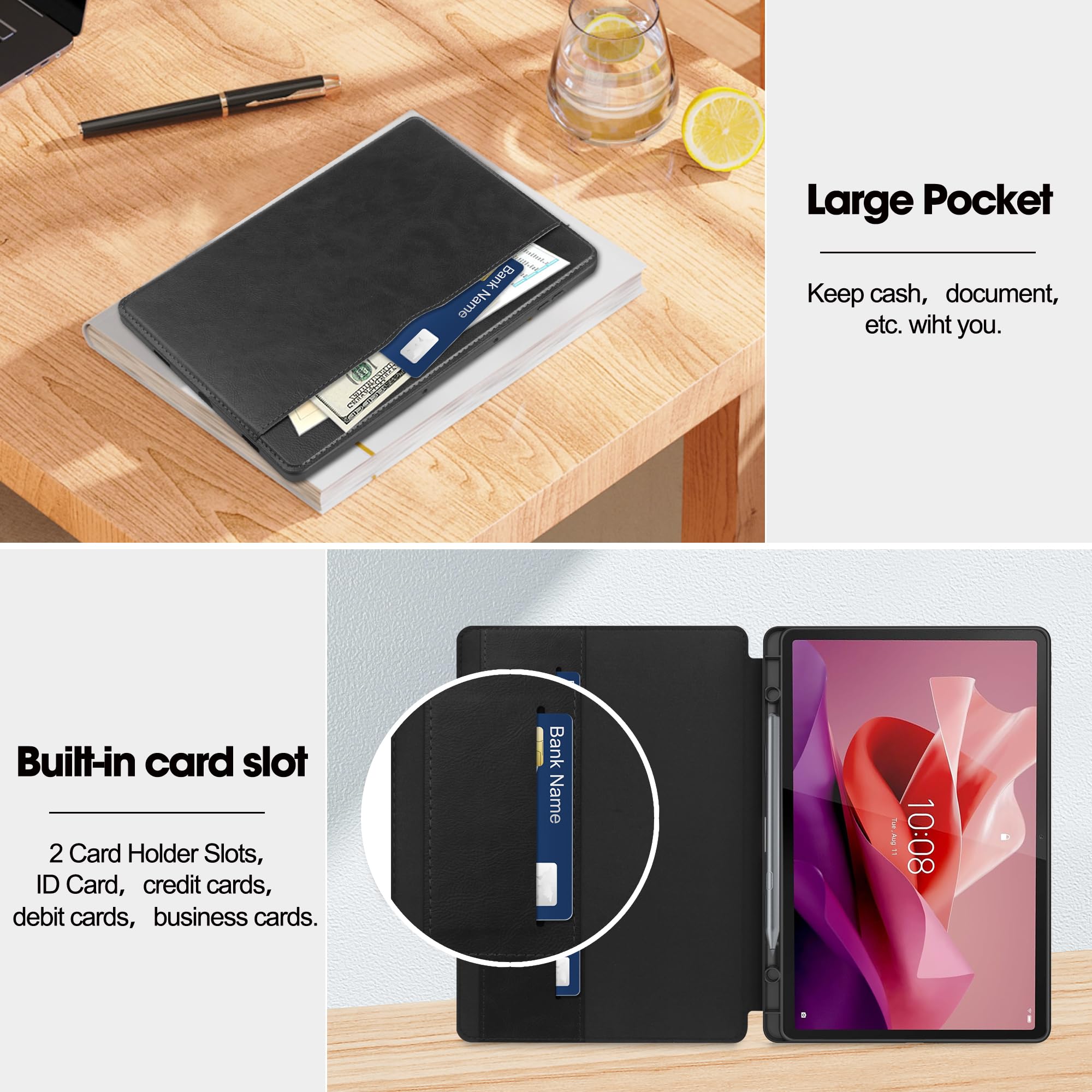 Amazon.co.jp: Lenovo Tab P12 12.7インチ用 ビジネス風 PUレザー 保護